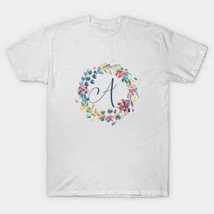 Floral Monogram A Colorful Full  Blooms T-Shirt